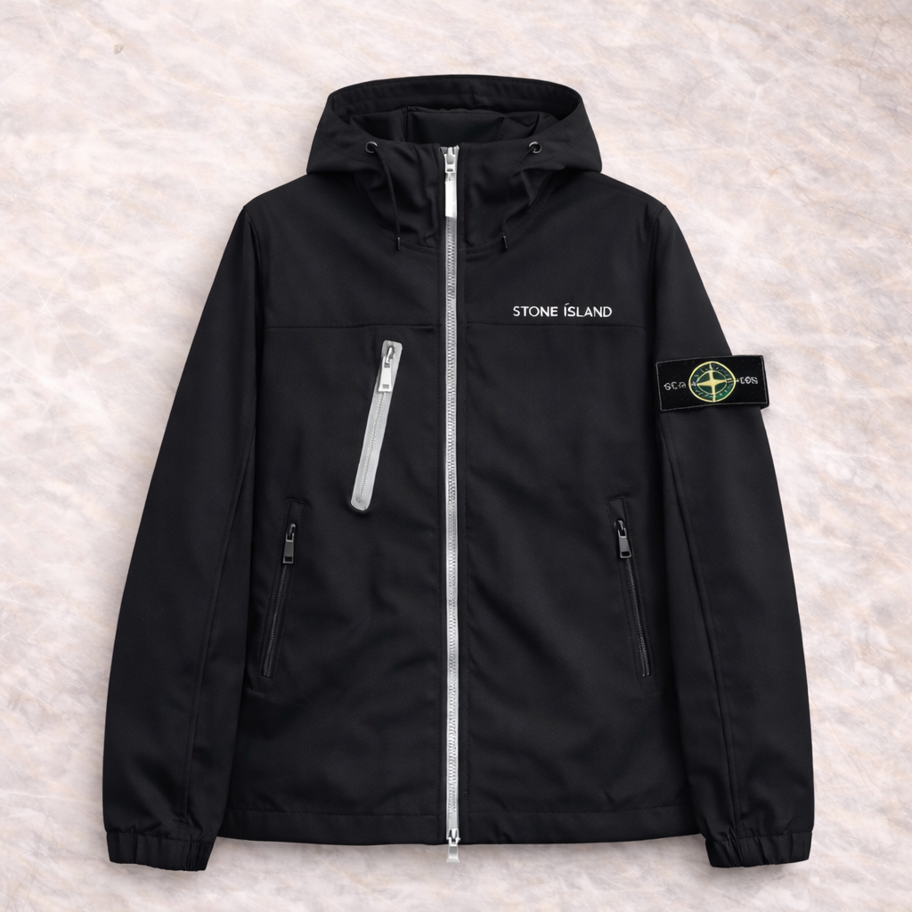 🧥 Stone Island – Veste Soft Shell à capuche noire