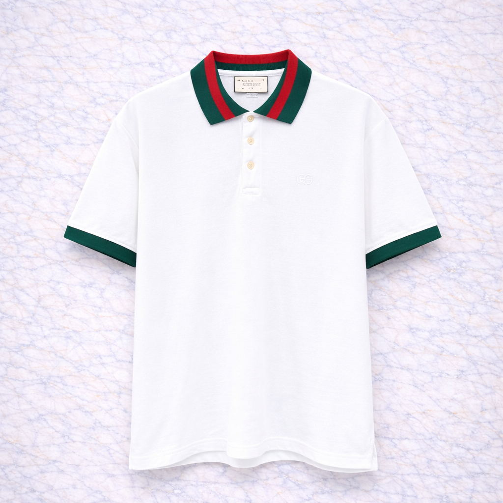 👕 Gucci – Polo Blanc Vert & Rouge
