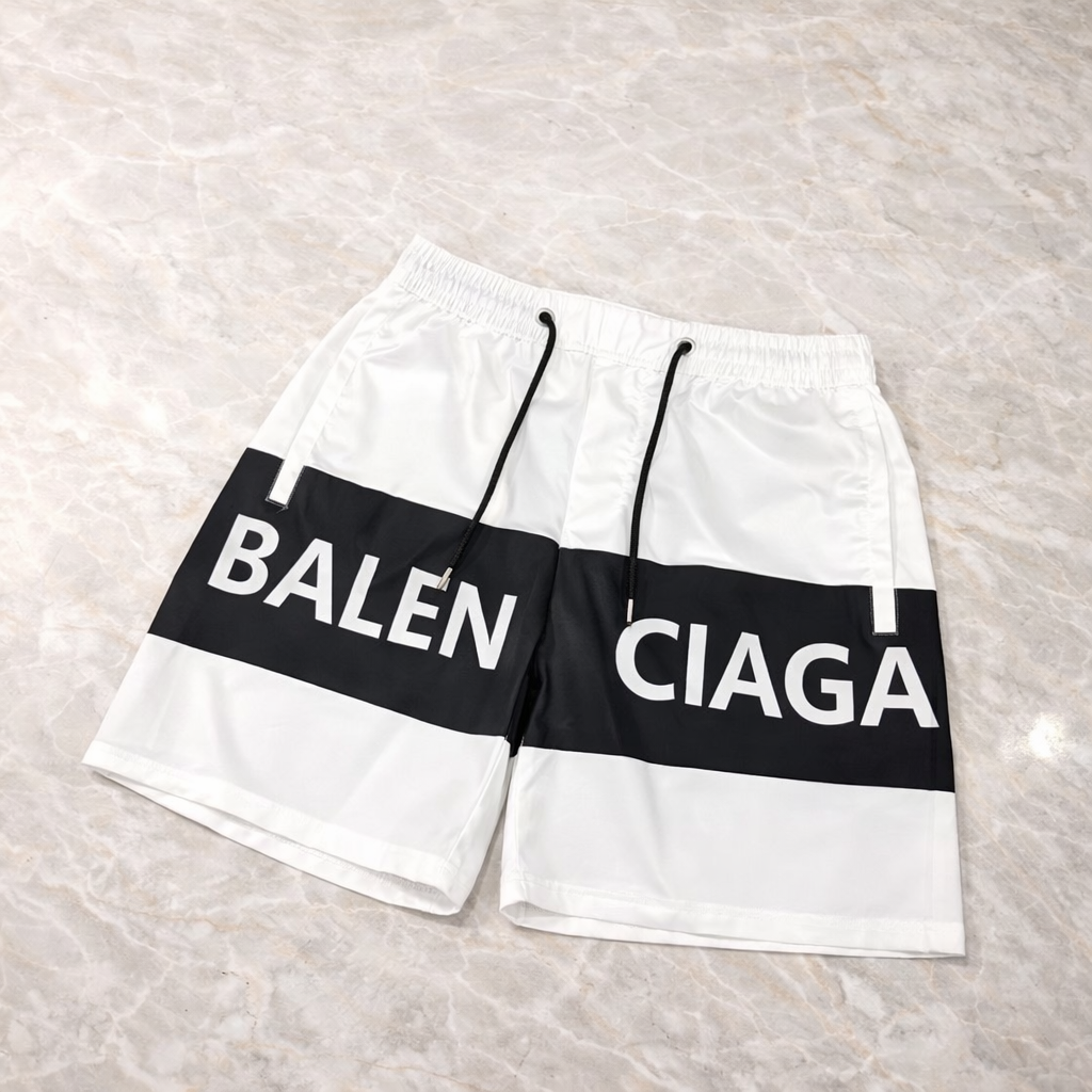 Balenciaga - Short de bain logo blanc