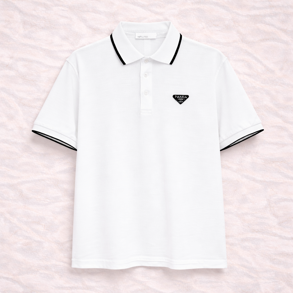 Prada - Polo blanc à col constraté