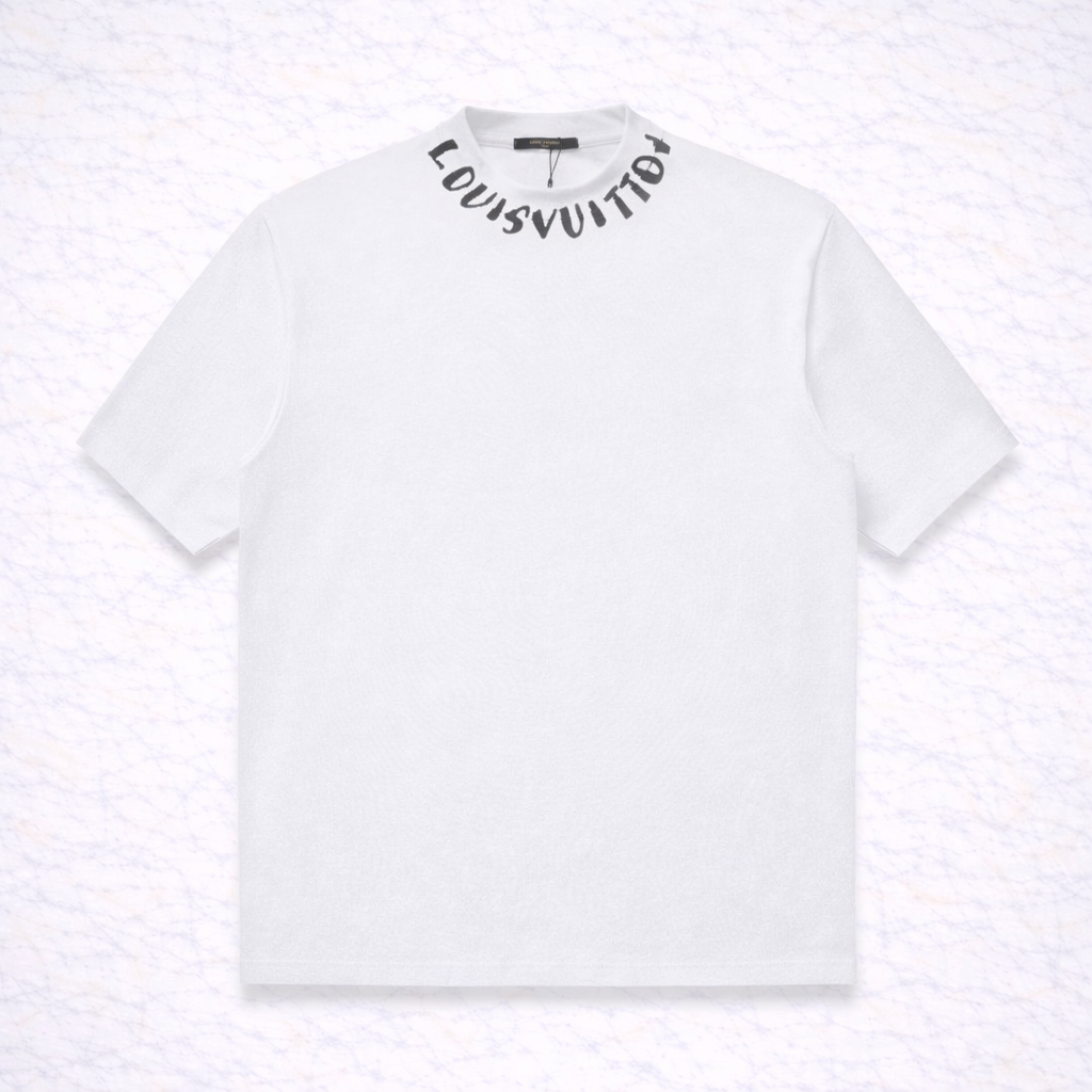 Louis Vuitton – T-shirt Blanc Logo Graffiti Col Signature