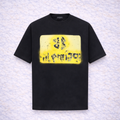 Balenciaga - T-shirt noir print jaune distressed